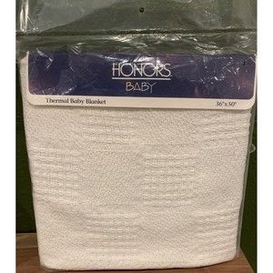 Vintage Honors Baby Thermal Woven Security 1994 USA Baby Blanket 36” X 50” Lovey